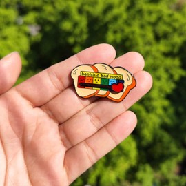 Arturbo Cool Social Battery Slider Pin Fun Bread Cartoon Enamel Lapel Pin Badges for Hats Bags Backpacks Gifts Decoration Collection