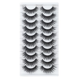 6D Fluffy Volume Lashes 16mm Soft Natural Faux Mink Lashes Wispy False Eyelashes - Thick Dramatic Reusable Makeup Fake Eye Lashes Pack 10 Pairs -Happy Heartbeat (iD13)