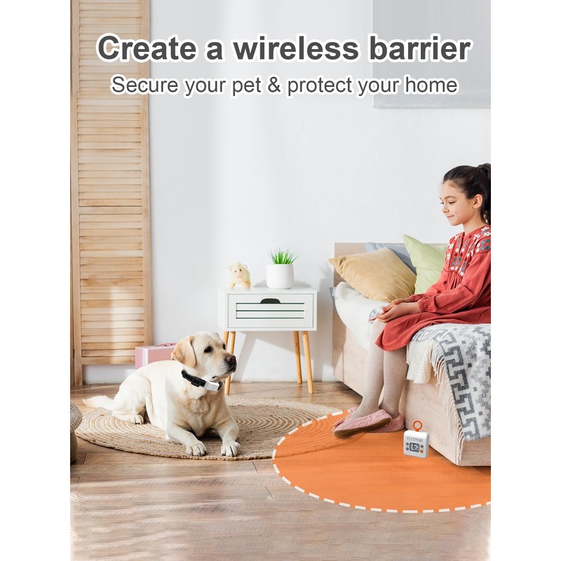 FLYSPEAR Wireless Pet Barrier - Rechargeable Indoor Barrier with 6