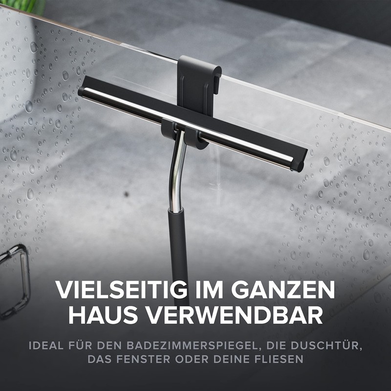 ovimar Gedser Shower Squeegee, No Drilling, Stainless Steel, Silver, Replaceable