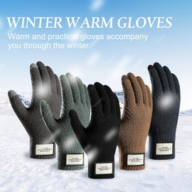 Moyad Thermal Gloves for Men Womens, Touch Screen Knitted Gloves, Winter Gloves with Warm Fluff Lining, Windproof Running Cycling Gloves with Elastic Cuff, Warm Gloves for Skiing Hiking Driving