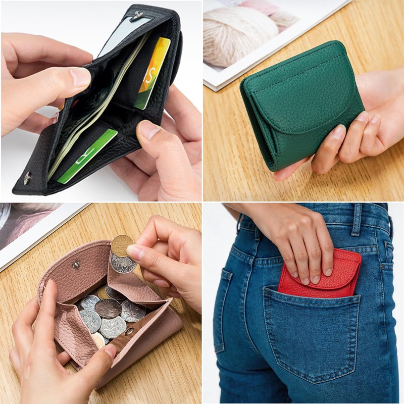 DAMAIKE Women's RFID Blocking Bifold Wallet, Genuine Leather, Slim, 7-Card