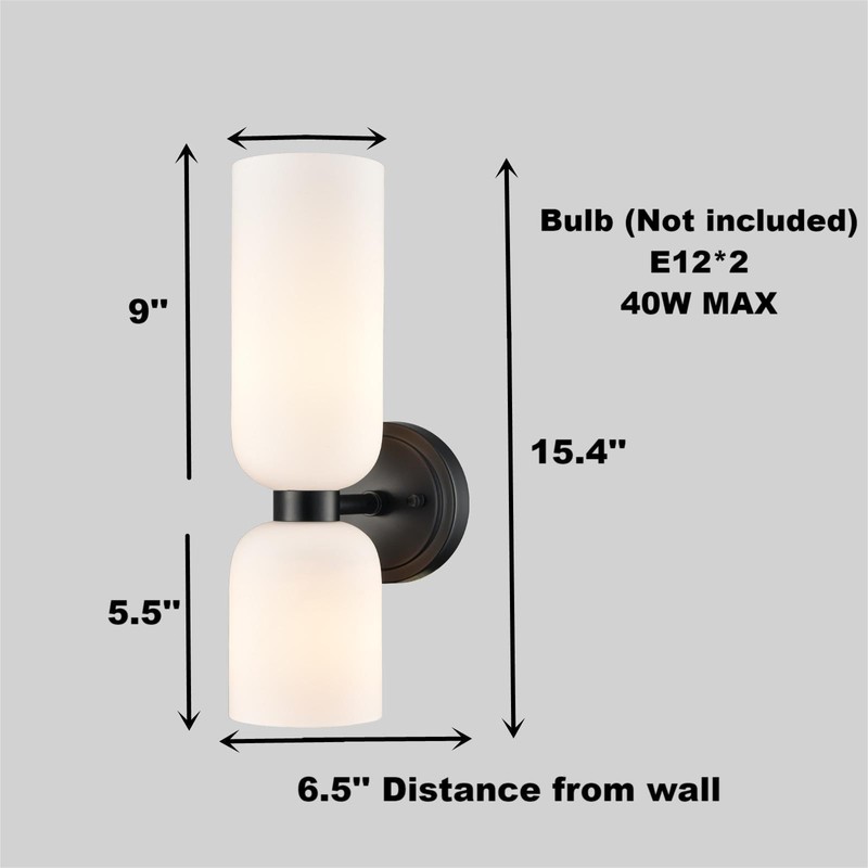 DEYNITE Black Wall Sconces Set of Two 2-Light Modern Wall