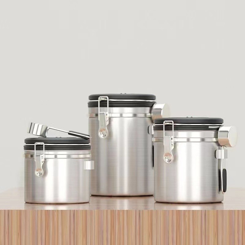Airtight Stainless Steel Coffee Bean Container Coffee Canister Kitchen Food