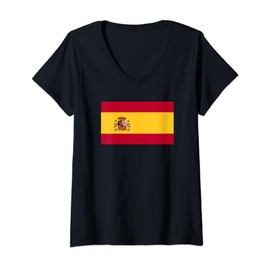 Womens Spain Flag Europe Pride In My DNA For Men Women Kids V-Neck T-Shirt