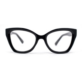 SA106 Womens Classy Oversized Thick Plastic Cat Eye Reading Glasses Black +3.50