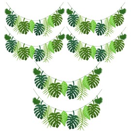 TopHomer Tropical Leaf Banner Hawaii Party Leaves Garland Summer Beach Theme Wedding Birthday Party Decor for Hawaii Luau Party Decor Felt Wall Hanging Banner Pack of 6