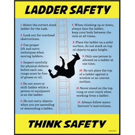 Ladder Safety, Poster, 22" X 28" Framed, Made in the USA