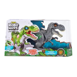 Robo Alive Attacking Grey T-Rex Battery-Powered Robotic Toy by Zuru, Dinosaur Toy, Gift for Boys 3 Years Old and Up
