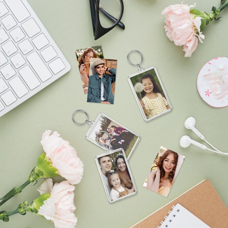 Picture Frame Keychain Blanks - 12 Pack Acrylic Clear Rectangle