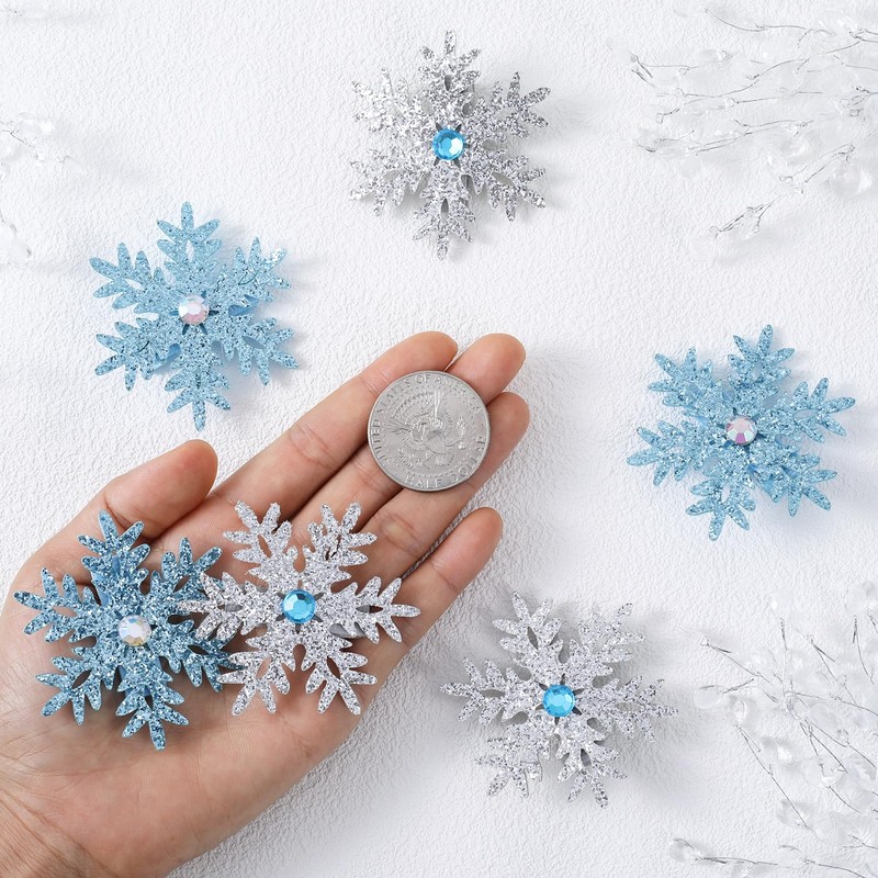 OIIKI 6pcs Large Snowflake Hair Clips for Women, 2,36in, Blue