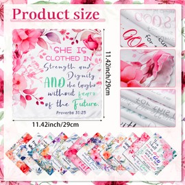 36 Pcs Handkerchiefs for Women Christian Gifts Floral Religious Bible Verse Gifts Inspirational Watercolor Hankies Gifts for Church Mom Ladies