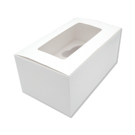 R&J 12 Pack - 2 Hole Cupcake Boxes, White Bakery Boxes with Clear Window, Ideal for Parties and Events