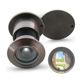 Earl Diamond - Solid Brass Door Viewer Peephole, 220-Degree Security Peephole with Heavy Duty Rotating Privacy Cover for 1-21/32" to 2-1/8" Doors for Home Office Hotel - Oil Rubbed Bronze Finish