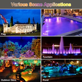 CREPOW RGB Pond Lights with Timer, LED Underwater Submersible Colorful Landscape Spotlights, 98ft Remote Control IP68 Waterproof Fountain Lights for Fish Aquarium Tank Garden Yard Pool (Set of 6)