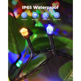 Wabarle Solar Christmas Lights Outdoor Waterproof,13 Modes 118Ft 300LED Solar Powered String Lights for Tree Outside Garden Patio Fence Christmas Decorations (Multicolored)