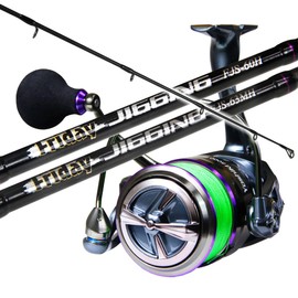 Supports up to a MAX of 10.6 oz (300 g). Offshore Jigging Set, Spinning Reel with Jigging Rod & Line, (ori-jiggingset02) | FJS-63MH (Jig MAX 7.1 oz (200 g)