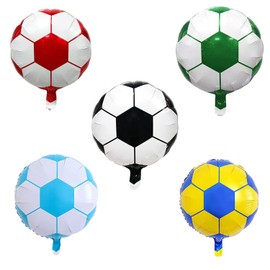 Dzrige 5 Pieces Soccer Balloons - 18 Inch Soccer Party Balloons Soccer Ball Foil Mylar Balloons for Birthday Party Sports Themed Football Match Championship Trophy Party Decorations