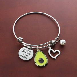 BOSATE Avocado Bracelet Funny Avocado Gift Just A Who Loves Avocado Avocado Lover Gift Friendship Bracelet Vegan Jewelry Avocado Queen Gift (Loves Avocado BR)
