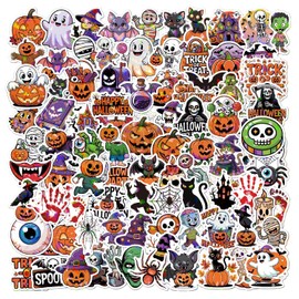 Halloween Stickers Bulk 100 PCS - Non Candy Halloween Treats, Party Favors, Decorations for Indoor, Classroom Games, Crafts and Spooky Party Supplies