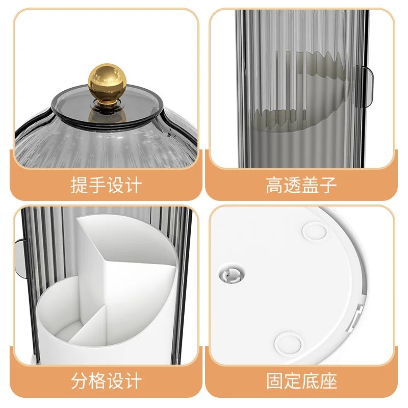 Rotating Makeup Brush Holder – Makeup Organizer With Lid, Cosmetic