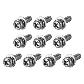 sourcing map M4 x 16mm Stainless Steel Phillips Pan Head Machine Screws Bolts Combine with Spring Washer and Plain Washers 10pcs