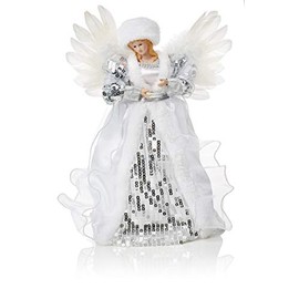 Silver & White 30cm Christmas Tree Top Fairy Angel House Decoration Ornament by Premier