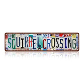 Vintage Squirrel Crossing Wall Decor Street Signs Warning Metal Tin Signs 16 x 4 Inches