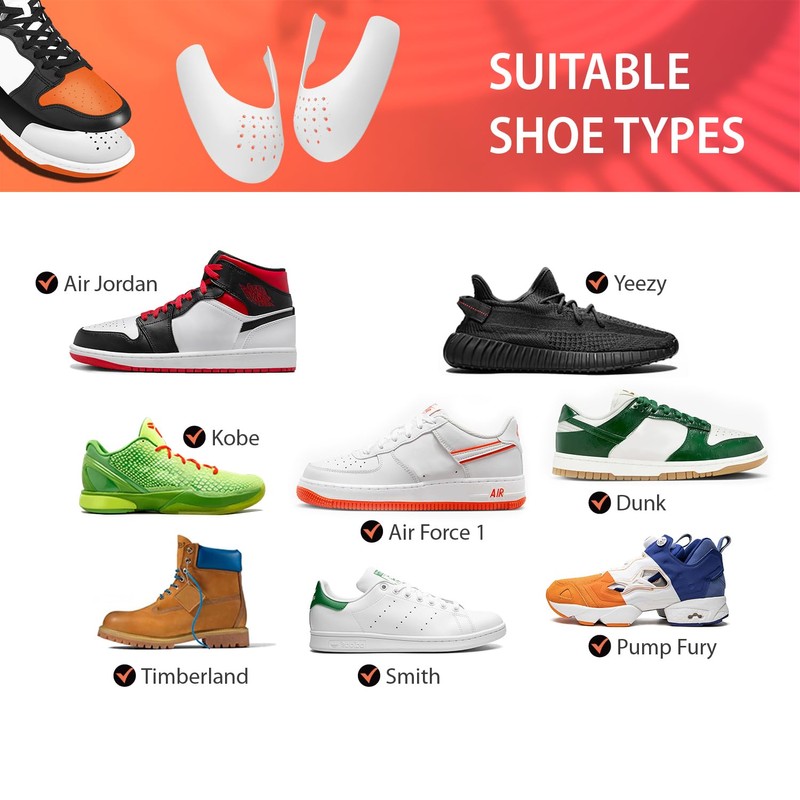 CuteHome 4 Pairs Mens Trainer Toe Caps Anti Wrinkle Shoe