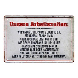 Tin Sign Our Working Hours – Information Sign Service – Metal Sign Office, Company, Work, Workshop, Warehouse, Shop, Branch – Decorative Sign Entrance, Front Door – 30 x 20 cm