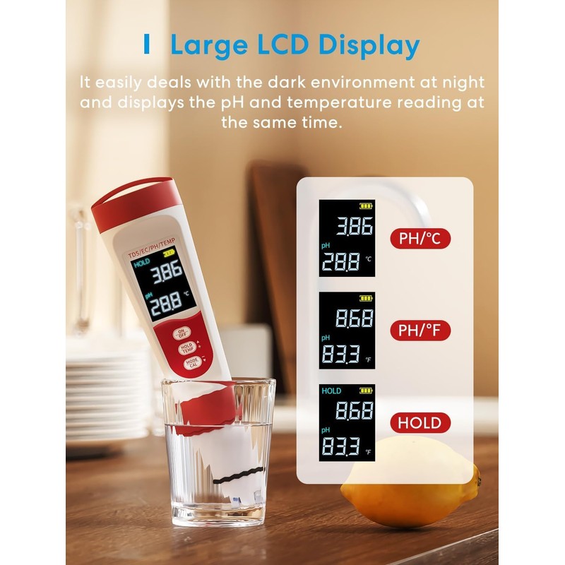 Flysocks 4-in-1 Digital Water Tester - Measure pH, TDS, EC