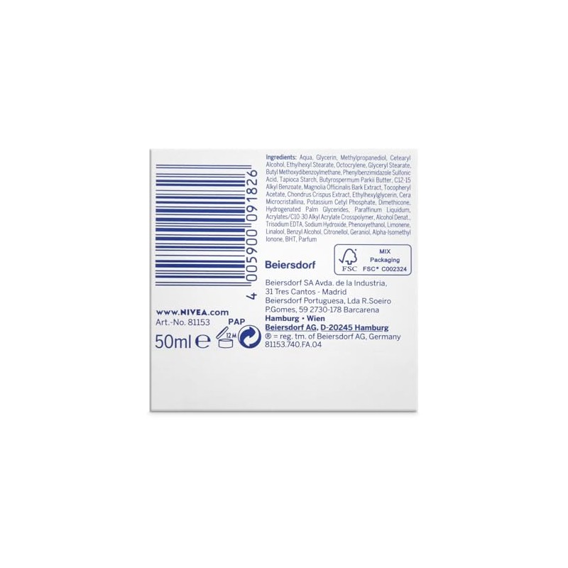 NIVEA Crema de Día Refrescante FP30 (1 x 50 ml),