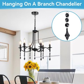 Agatige 10PCS Hanging Crystals, 10cm Crystal Chandelier Prisms Replacement Black Chandelier Crystal Prisms Pendants Crystal Pendants Beads Hanging Wedding Party Decor for Lamp Decoration, Black