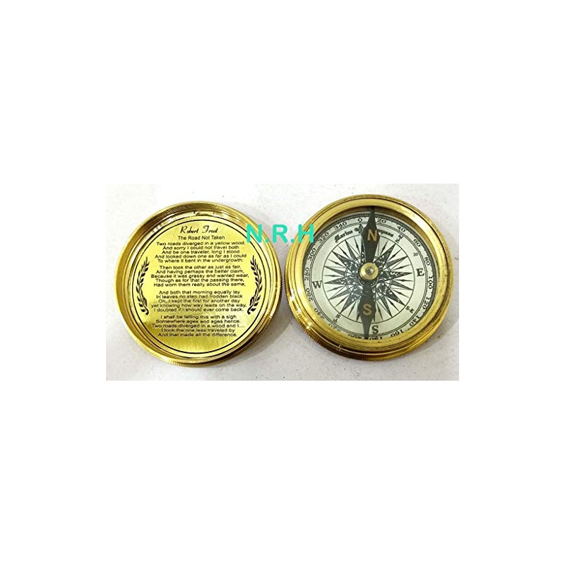 Nautical Replica Hub Robert Frost Poem Compass-Pocket Compass Clander Compass