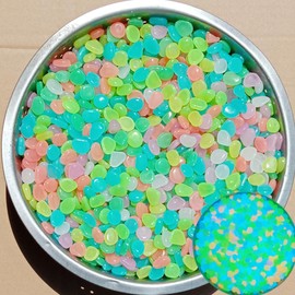 KARLOR Pack of 300 Colourful Luminous Stones Pebbles Resin Luminous Stones Colourful Luminous Pebbles Noctilucent Stones Fluorescent Pebble Stones for Aquarium Garden Decorative Stones 1 cm / 300