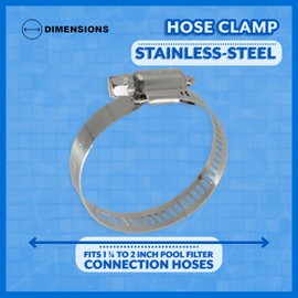 Poolzilla Stainless Steel Hose Clamp - for Pools, Spas, and Hot Tubs - Fits 1 ¼ to 2 Inch Pool Filter Connection Hoses - Rust-Free Pipe Clamp…
