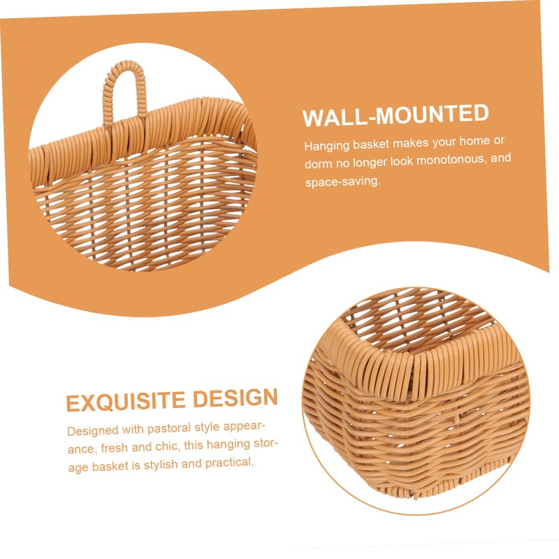iplusmile Rattan Onion Storage Basket Woven Hanging Basket Wall Mount