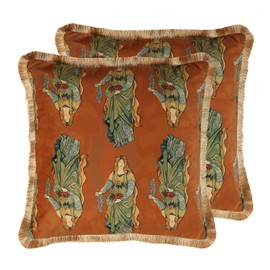 patdrea Designer Vintage Yellow Velvet Throw Pillow Covers 18x18 Inch,Ancient Civilization Characters Pattern,Decorative Square Pillowcases Cushion for Bed Living Room Outdoor Car,Pack of 2