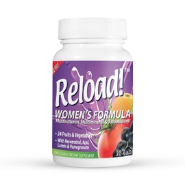 Reload! for Women, All Natural, Multivitamin, Multimineral, and Antioxidant with 24 Fruits and Vegetables as well as Biotin for Hair, Skin, and Nails. 1 Month Supply.