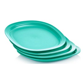 Tupperware Luncheon Plates Microwave Reheatable Set of 4 Mint Green Sheer Pastel