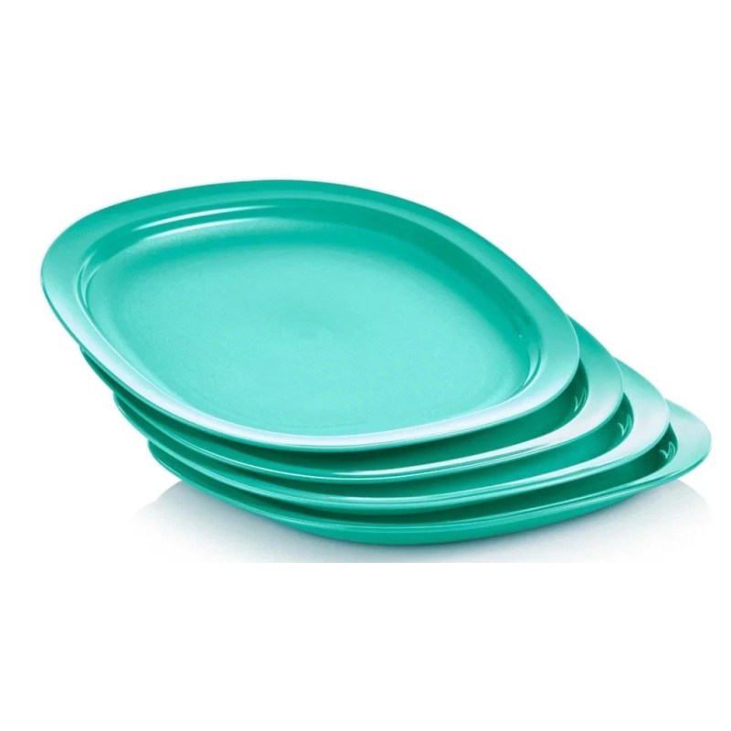 Tupperware Luncheon Plates Microwave Reheatable Set of 4 Mint Green