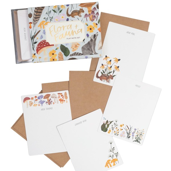 Flora & Fauna Flat Note Set by 1CANOE2, Blank Cards