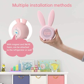 Baby Children's Light Alarm Clock Rabbit Alarm Clock Rabbit Alarm Clock Wake Up Light Bedside Lamp Snooze Function, 6 Loud Sounds, Timed Night Light Gift for Children Girls