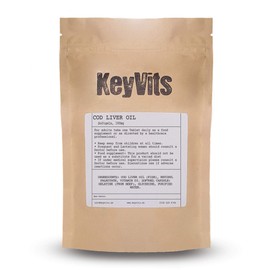 KeyVits Cod Liver Oil High Strength 1000mg, 365 Softgel Capsules, Rich in Omega 3 Fatty Acids, DHA, EPA and Vitamins A & D, Full Year Supply, Gluten Free