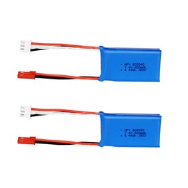 HPY 7.4V 2S LiPo Battery 20C 600mAH JST 2Pin Connector 20C Recharge Lithium Polymer for RC A560 Airplane/RC4GS V3/RC6GS V3/AT10II/AT9S Pro/T8FB RC Radio Remote Controller (2 Pack)