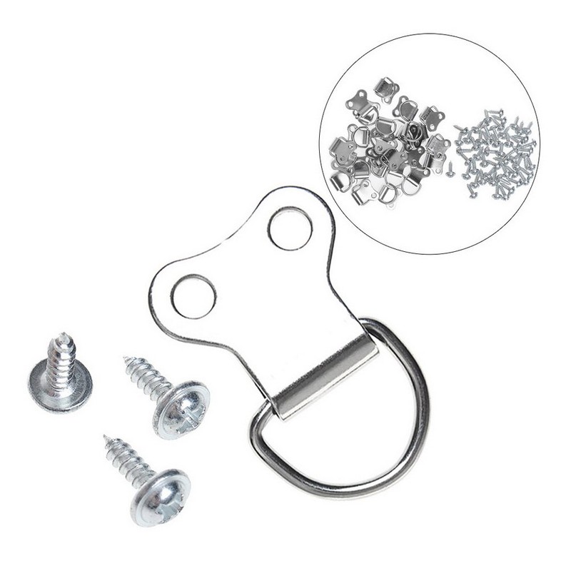 kuou 50 Pieces D-Ring Picture Hooks, Frame Hanging Double Hole