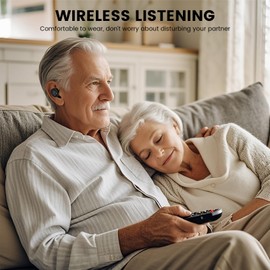1Mii Wireless Earbuds for TV Watching, TV Headphones Wireless for Seniors & Hard of Hearing with Transmitter Charging Dock, Plug n Play, Optical, 3.5mm AUX, RCA, Soundbar Passthrough