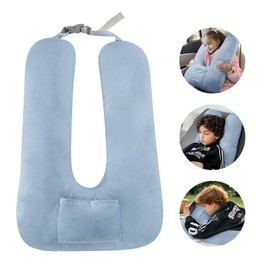 Car Pillow for Kids, Travel Pillow for Car, Toddler Travel Pillow for Sleeping Carseat Pillow for Adults, Removable and Washable Covers, Long Car Ride Essentials, Blue-Skin-Friendly