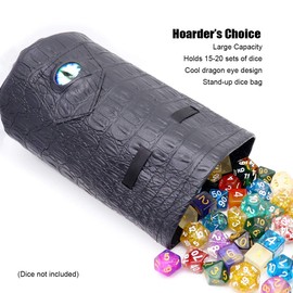 Haxtec Dragon Dice Bag Drawstring Leather DND Dice Pouch Storage Bag for D&D Dice, Coins and Accessories (Blue Eye-L)…