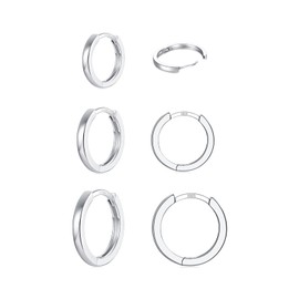 Hoop Earrings 925 Silver, 3 Pairs of Earrings 925 Silver for Women Men Girls Small Hoop Earrings Silver Cartilage Tragus Helix Sleeping Earrings Set 9 11 14 mm, Gold-plated